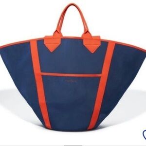 Rothys The Reversible Tote Navy White Orange Canvas Bag Boat Tote Large Pool